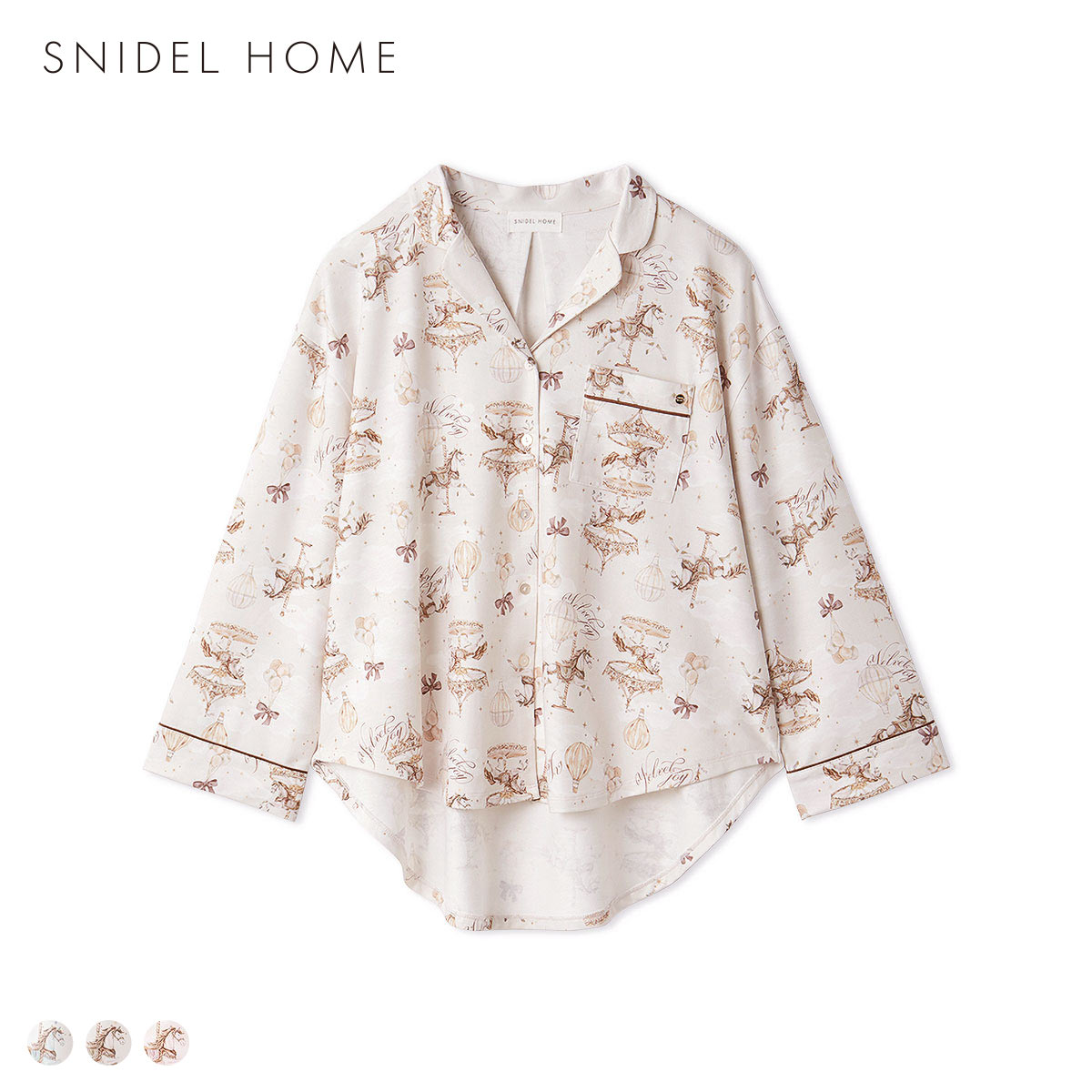 スナイデルホーム カルーセルプリント開襟シャツ SNIDEL HOME(LBE-薄ベージュ-Free)