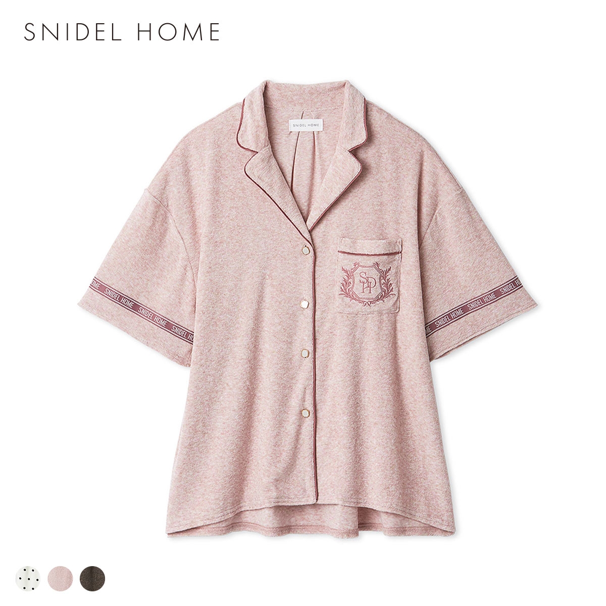 スナイデルホーム sorbet light 接触冷感 メランジパイル開襟シャツ パジャマ ルームウェア SNIDEL HOME(LPI-薄ピンク-Free)
