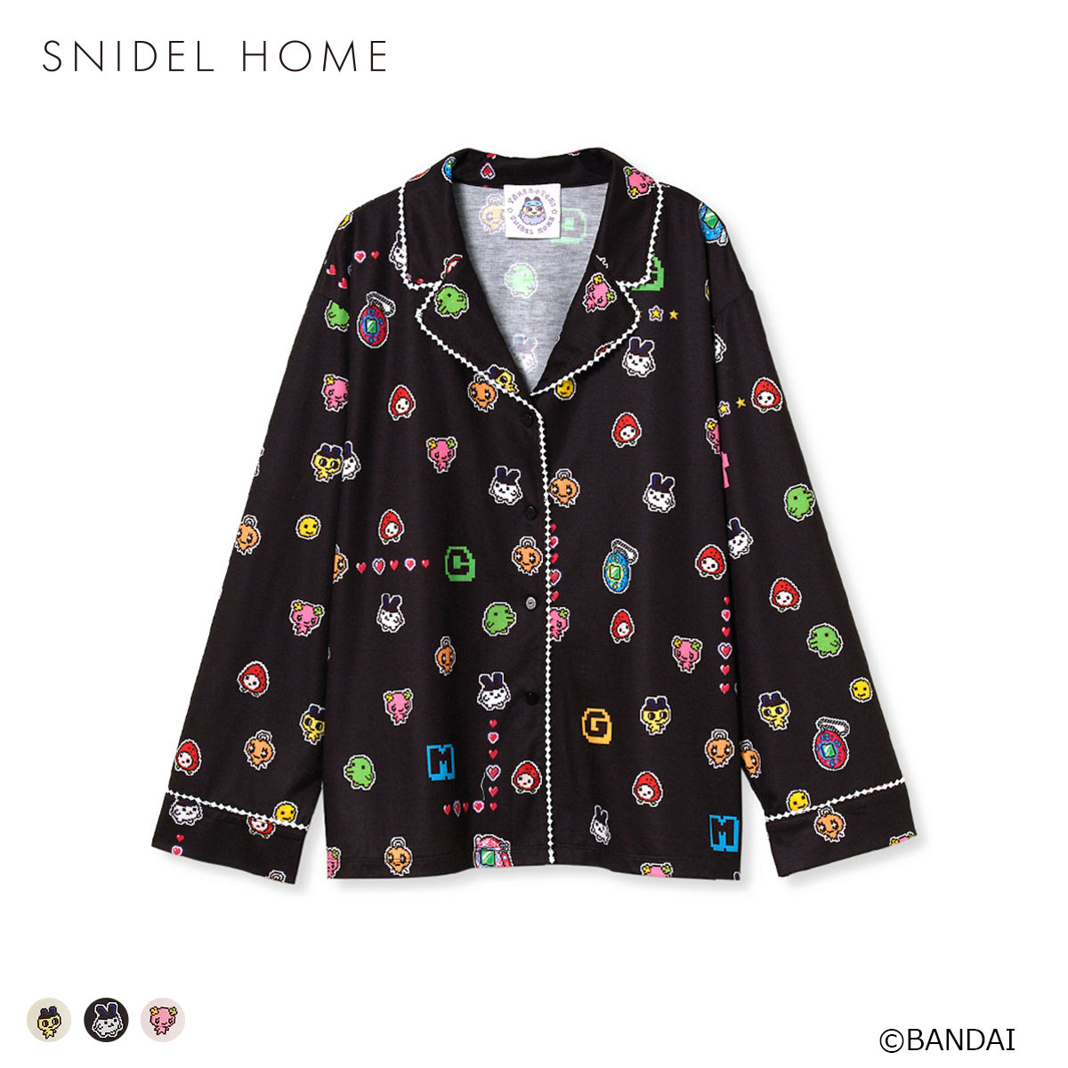 スナイデルホーム たまごっち 開襟シャツ パジャマ ルームウェア SNIDEL HOME(BK-ブラック-Free)