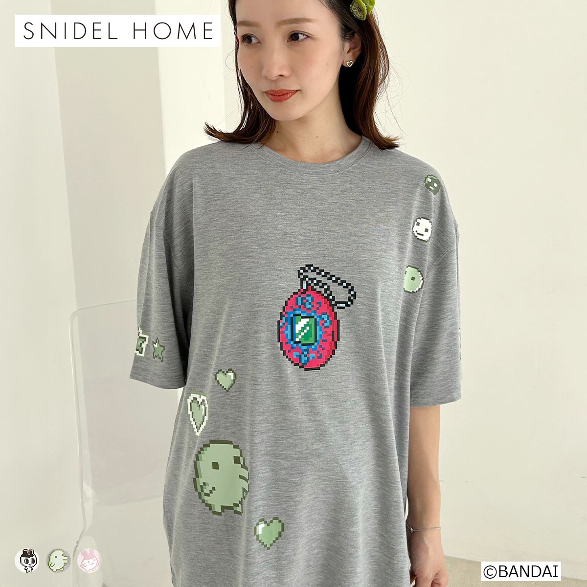 スナイデルホーム たまごっち Tシャツ パジャマ ルームウェア SNIDEL HOME(GY-グレー-Free)