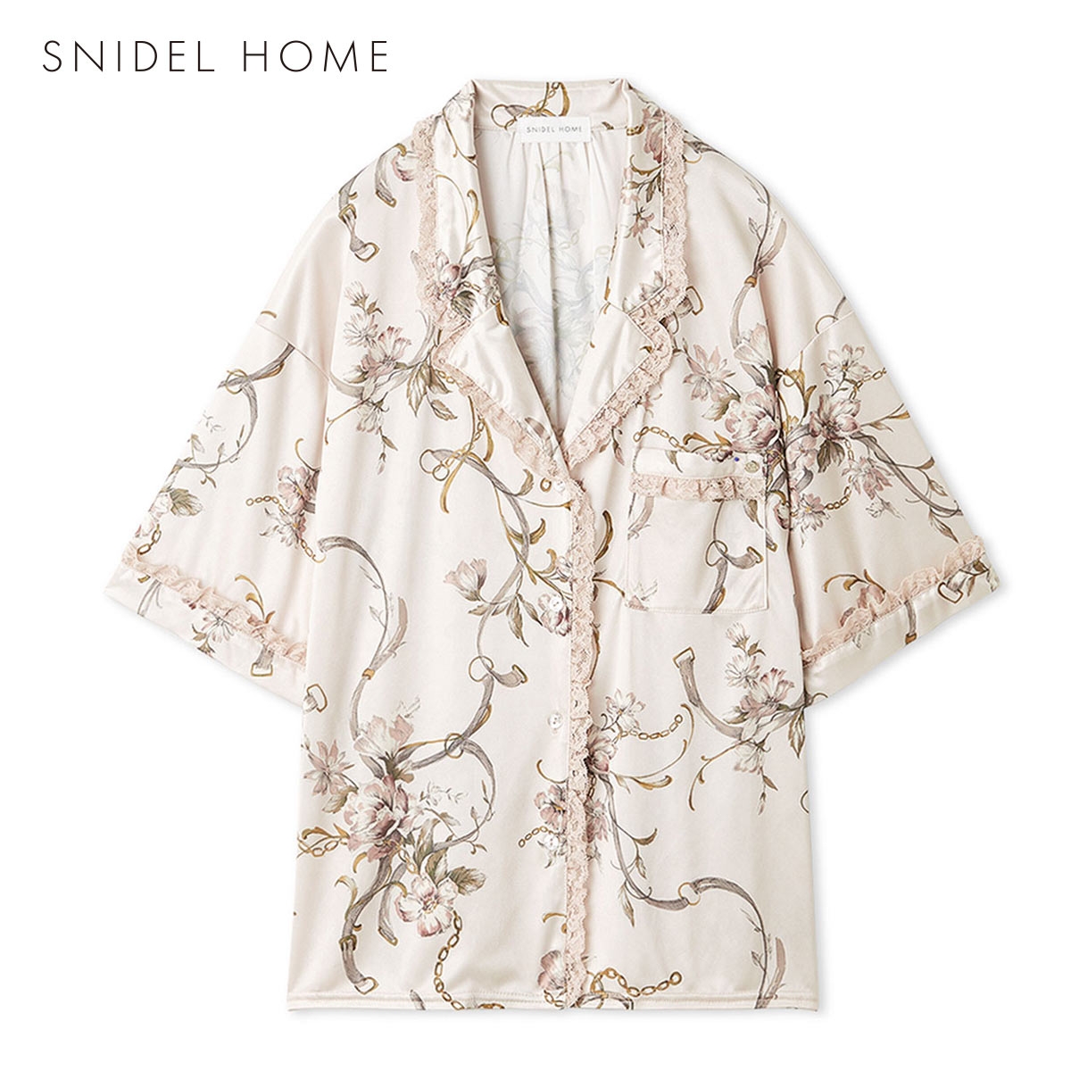 スナイデルホーム ブライトカットソースカーフ開襟シャツ パジャマ ルームウェア SNIDEL HOME(PI-ピンク-Free)