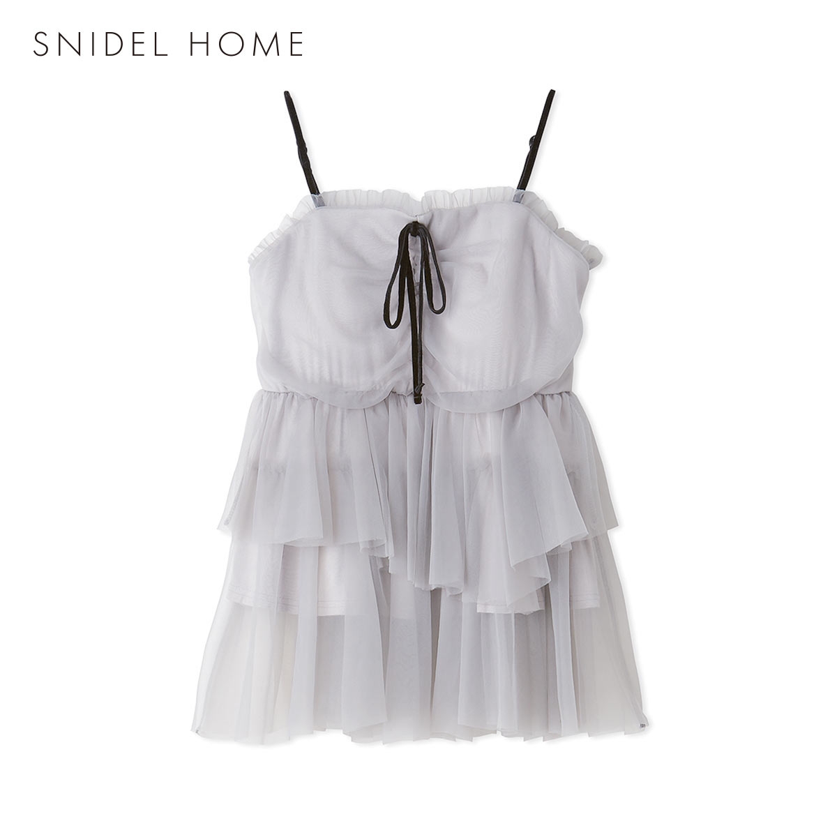 スナイデルホーム カップインチュールチュニックキャミソール カップイン カップ付き パジャマ ルームウェア SNIDEL HOME(GY-グレー-Free)
