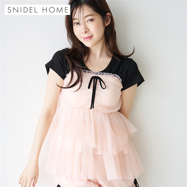 スナイデルホーム カップインチュールチュニックキャミソール カップイン カップ付き パジャマ ルームウェア SNIDEL HOME