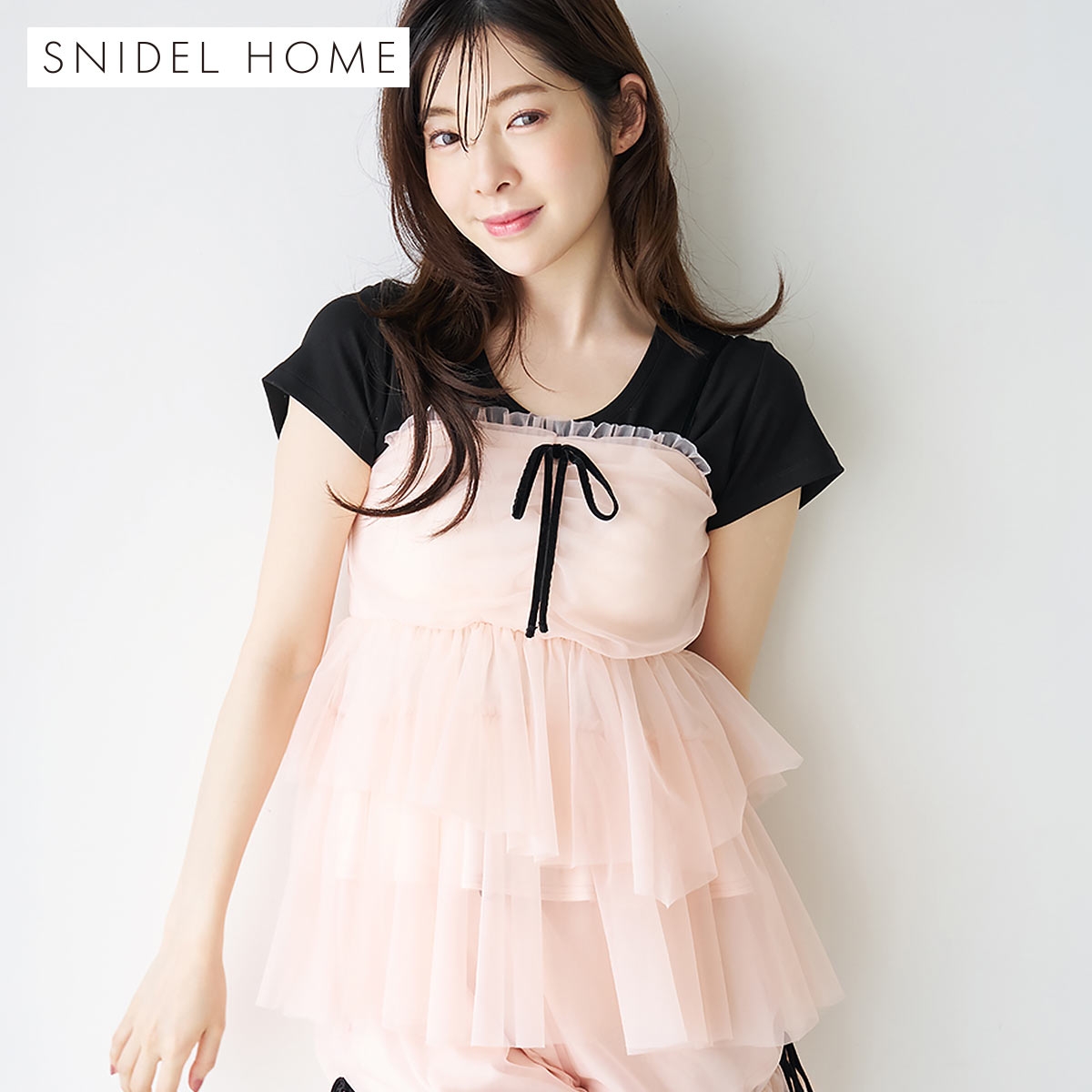 スナイデルホーム カップインチュールチュニックキャミソール カップイン カップ付き パジャマ ルームウェア SNIDEL HOME(PI-ピンク-Free)
