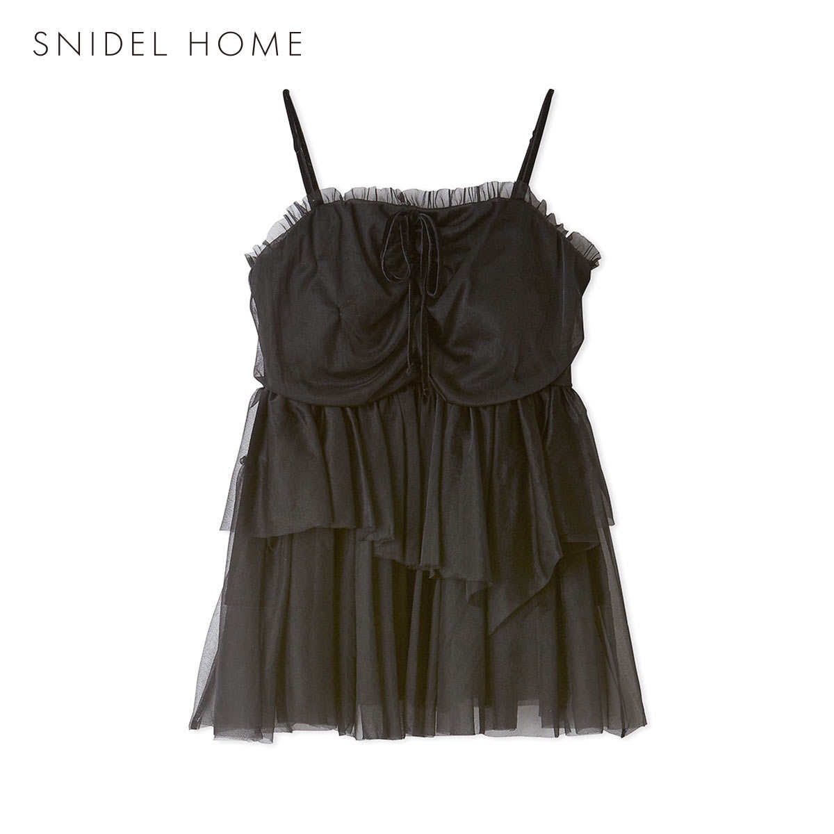 スナイデルホーム カップインチュールチュニックキャミソール カップイン カップ付き パジャマ ルームウェア SNIDEL HOME(BK-ブラック-Free)