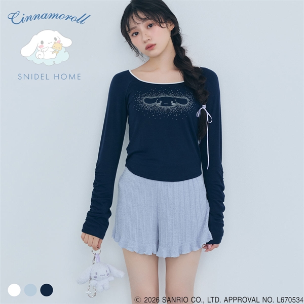 スナイデルホーム Cinnamoroll 接触冷感 ラメプリントミニＴシャツ シナモロール サンリオ SANRIO SNIDEL HOME