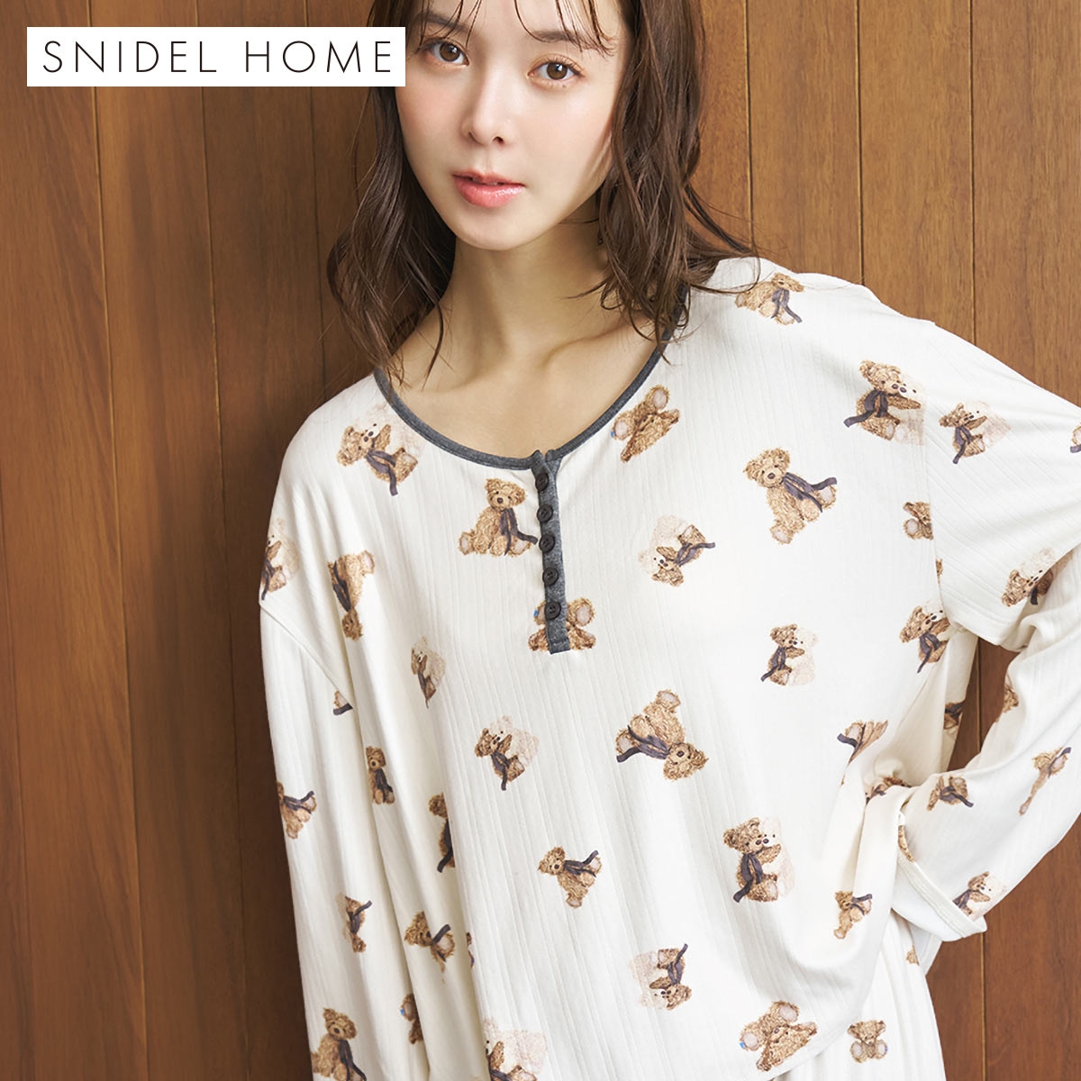 スナイデルホーム ベア総柄トップス パジャマ ルームウェア SNIDEL HOME(IV-アイボリー-Free)
