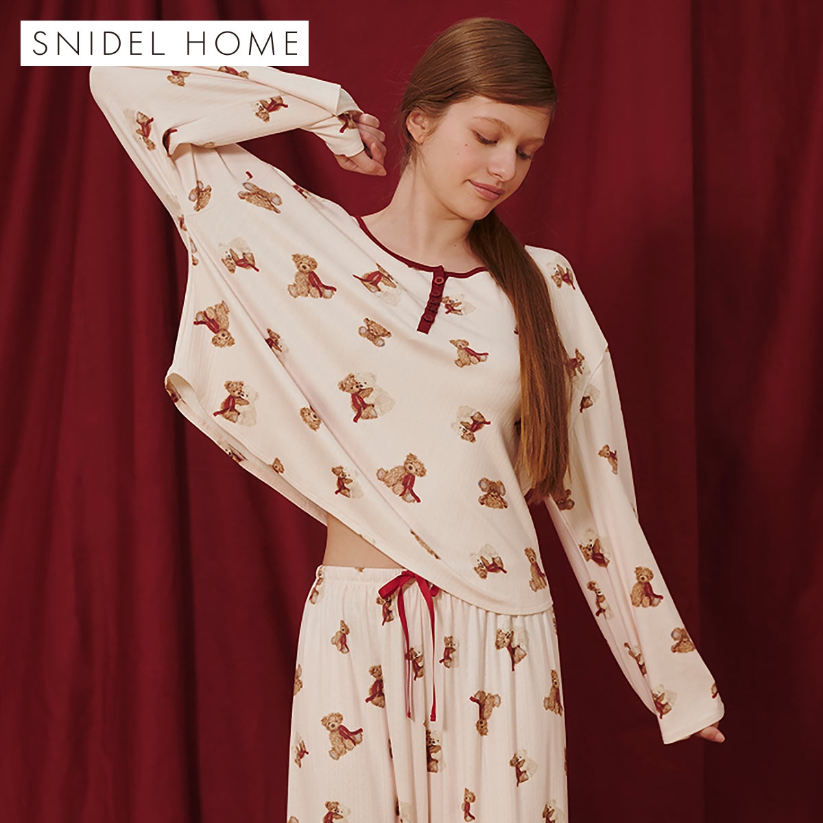スナイデルホーム ベア総柄トップス パジャマ ルームウェア SNIDEL HOME(PI-ピンク-Free)