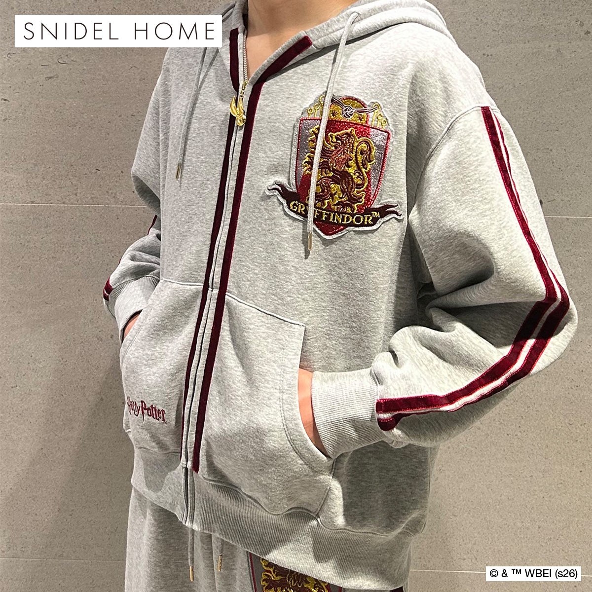 スナイデルホーム メンズ ハリー・ポッター ローブデザインスウェットパーカー パジャマ ルームウェア SNIDEL HOME Harry Potter(BUR-バーガンディ-Free)