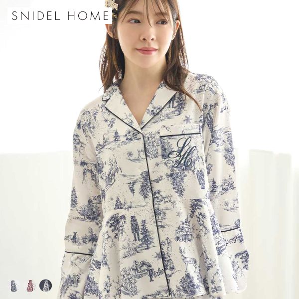 スナイデルホーム Warm Satin ホリデージュイ開襟シャツ パジャマ ルームウェア SNIDEL HOME