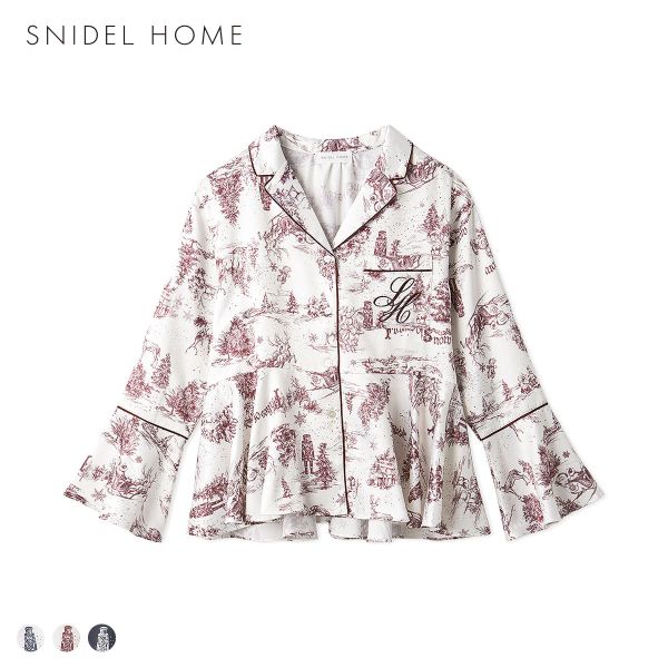 スナイデルホーム Warm Satin ホリデージュイ開襟シャツ パジャマ ルームウェア SNIDEL HOME