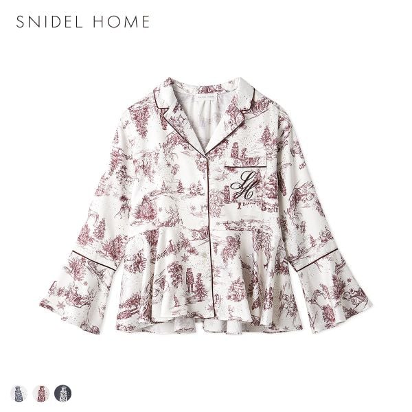 スナイデルホーム Warm Satin ホリデージュイ開襟シャツ パジャマ ルームウェア SNIDEL HOME