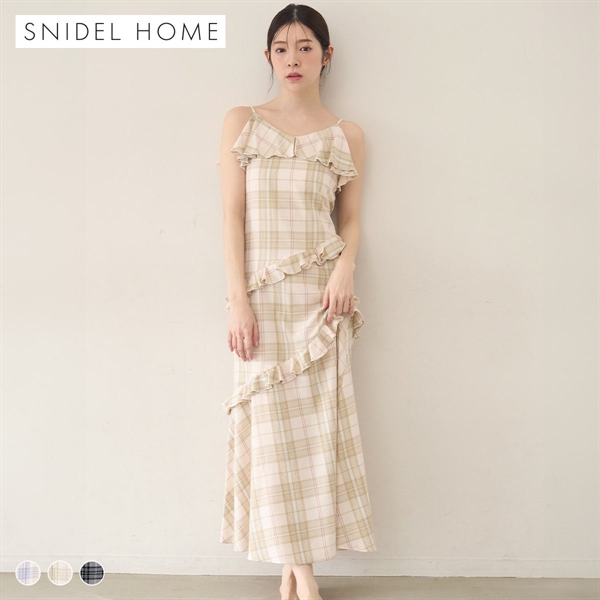スナイデルホーム チェックフリルワンピース ルームウェア パジャマ SNIDEL HOME