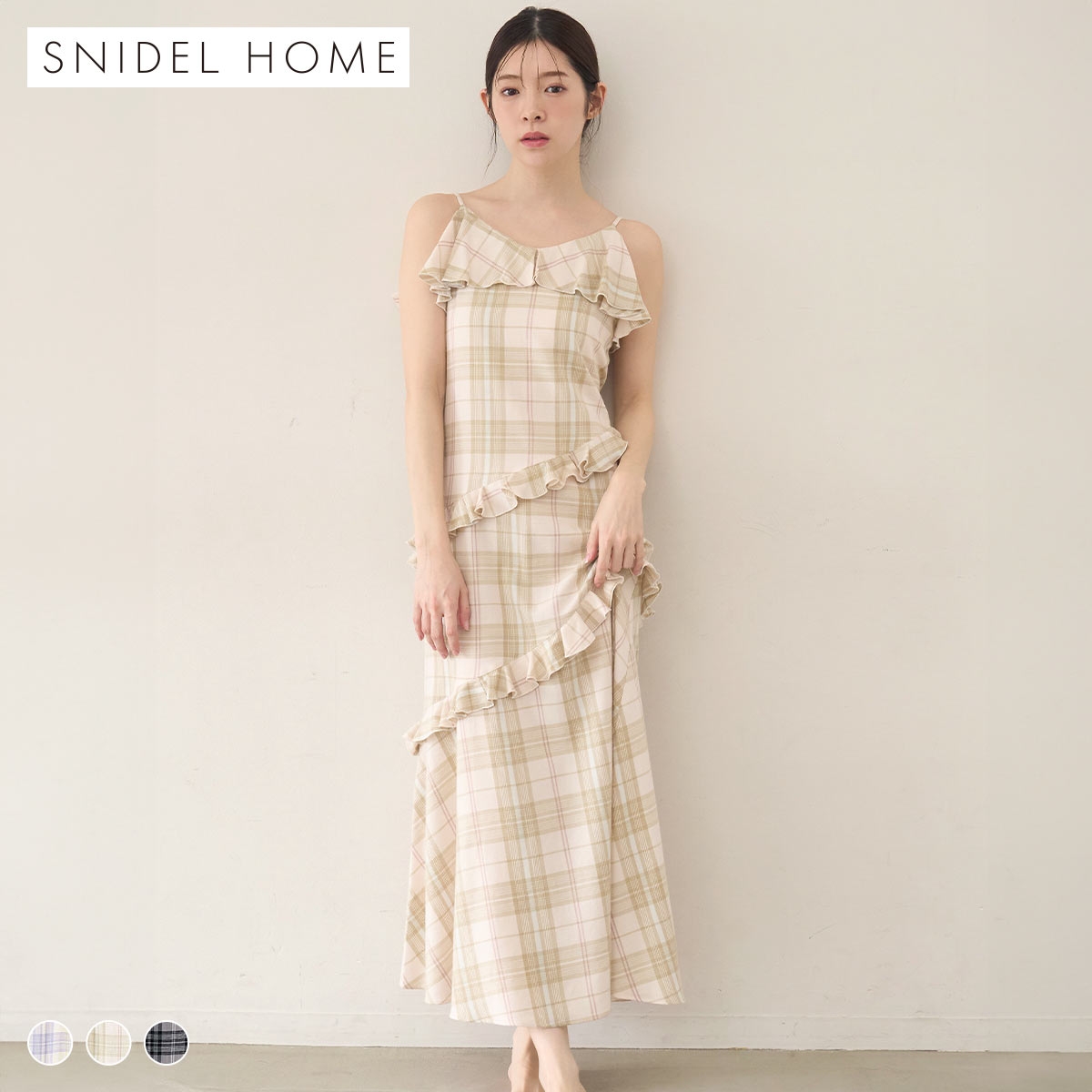 スナイデルホーム チェックフリルワンピース ルームウェア パジャマ SNIDEL HOME