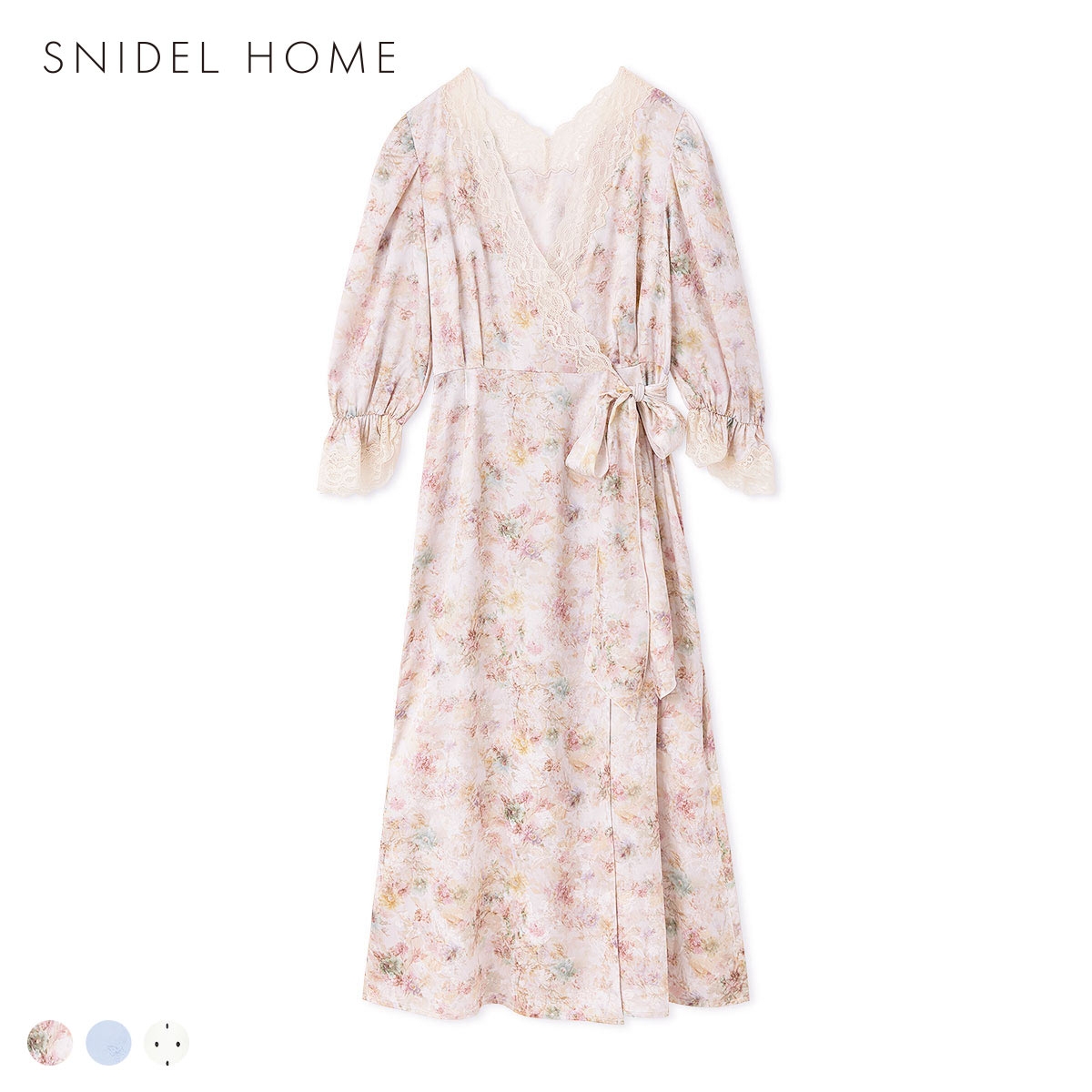 スナイデルホーム サテンジャガードガウン パジャマ ルームウェア SNIDEL HOME(PB-ピンクベージュ-Free)