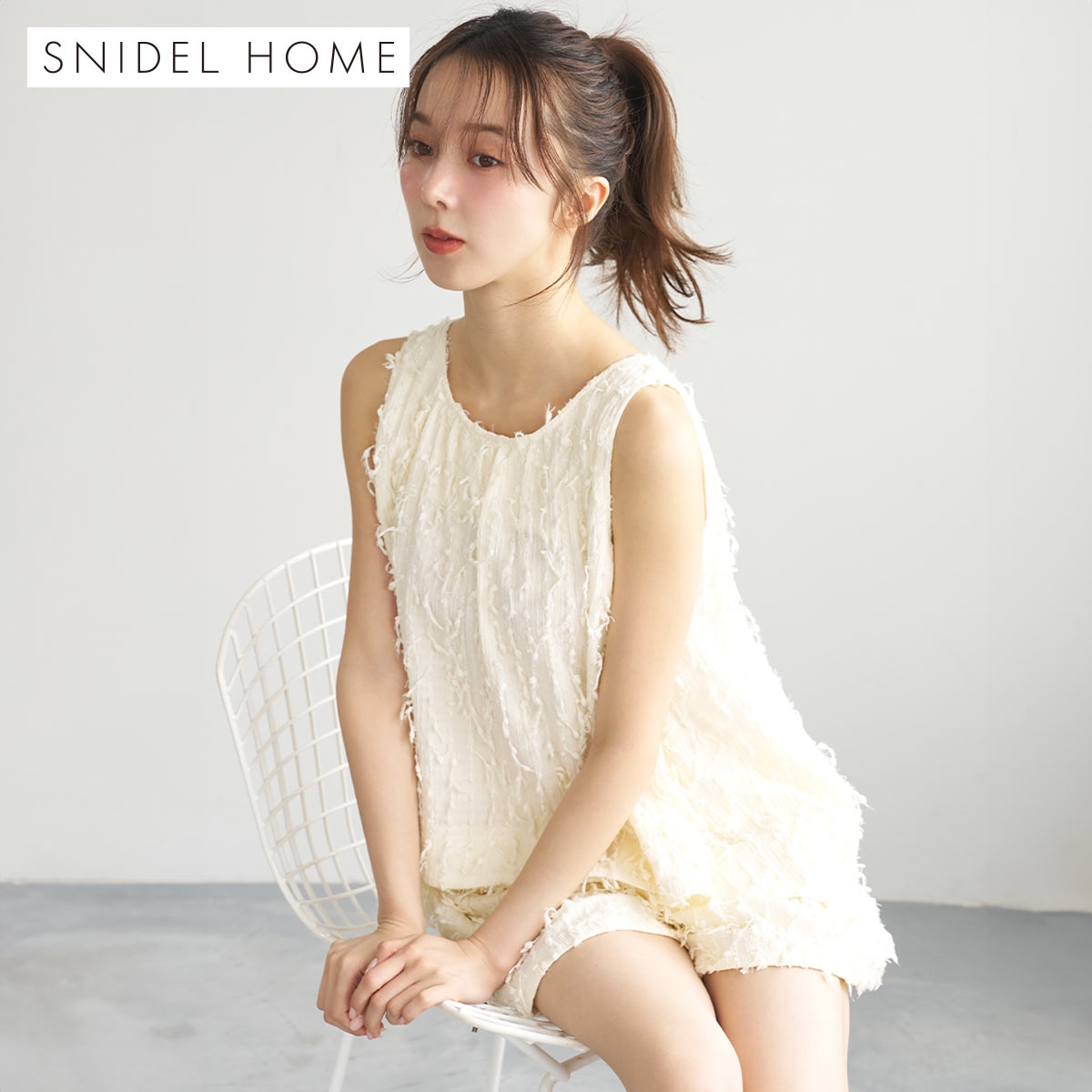 スナイデルホーム フリンジチュニックセットアップ パジャマ ルームウェア SNIDEL HOME(IV-アイボリー-Free)