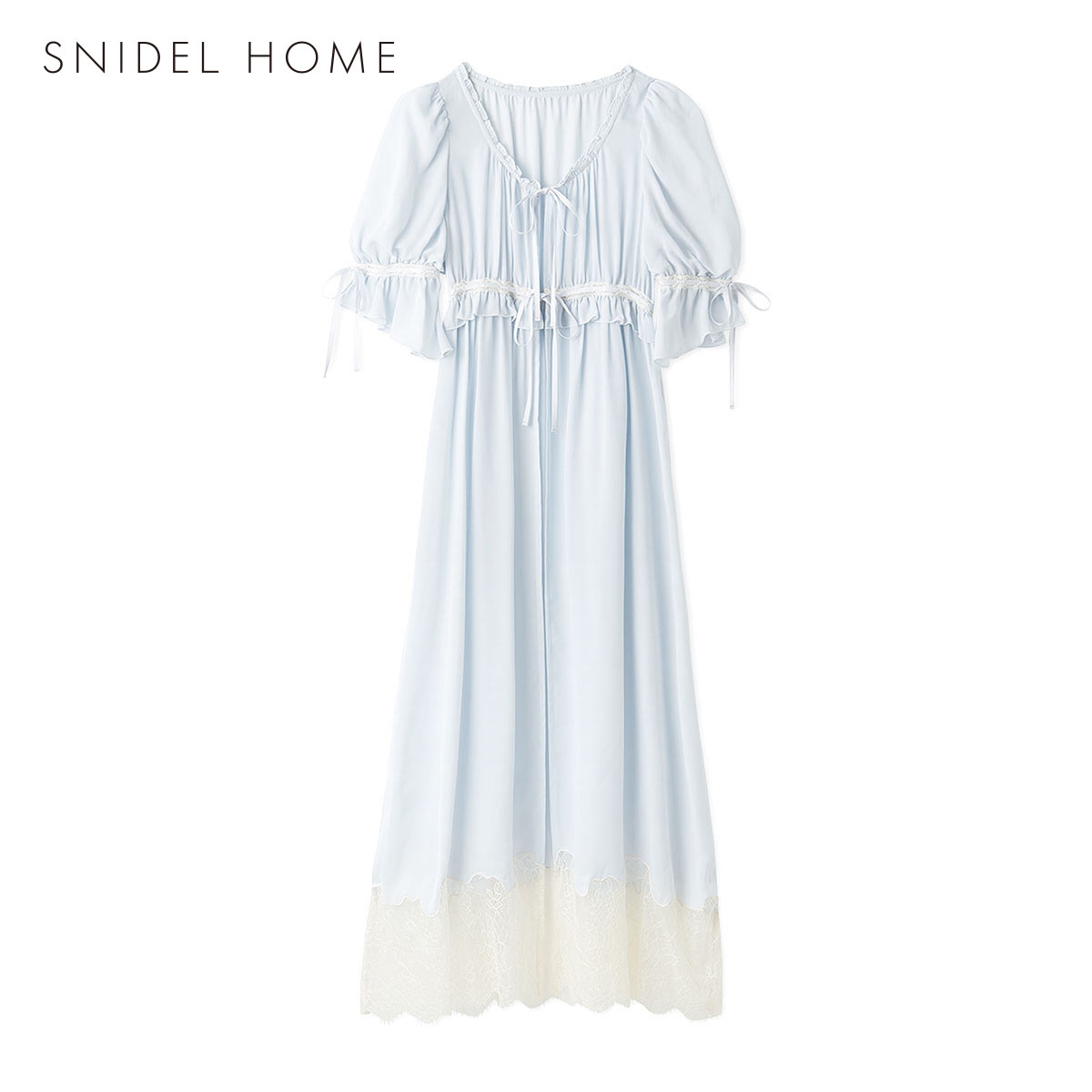 スナイデルホーム シフォンレースガウン パジャマ ルームウェア SNIDEL HOME(LBU-薄ブルー-Free)