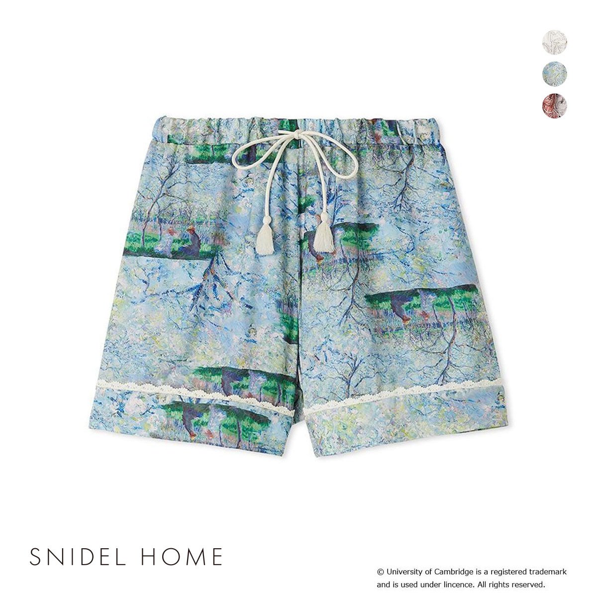 スナイデルホーム University of Cambridge ショートパンツ パジャマ ルームウェア SNIDEL HOME ケンブリッジ大学(LBU-薄ブルー-Free)