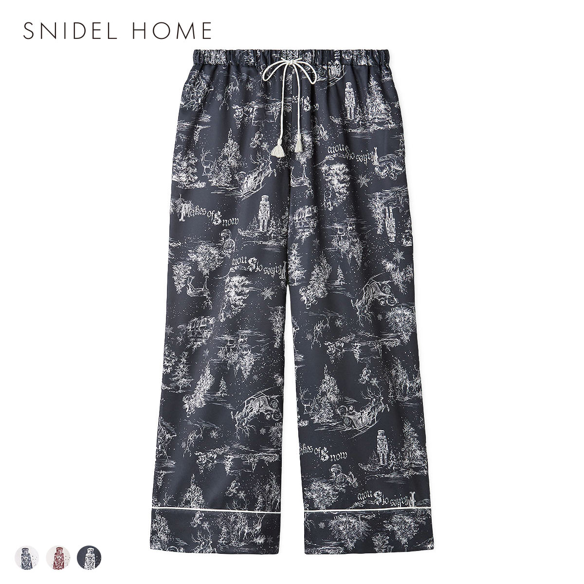 スナイデルホーム Warm Satin ホリデージュイロングパンツ パジャマ ルームウェア ボトム SNIDEL HOME(NV-ネイビー-Free)
