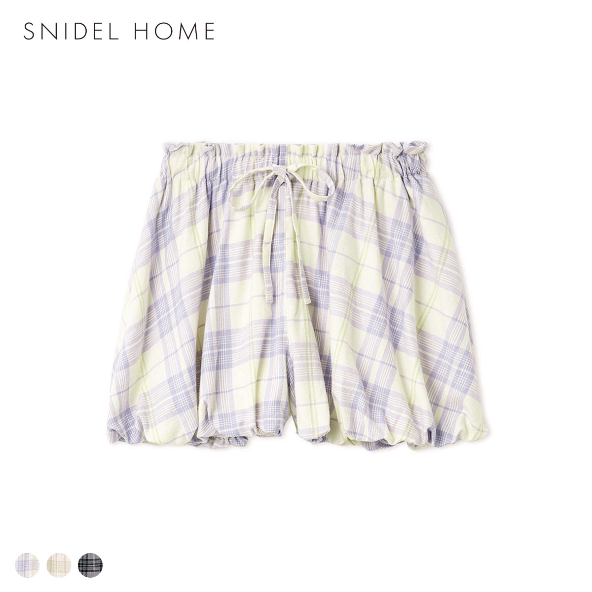 スナイデルホーム チェックバルーンパンツ ルームウェア パジャマ SNIDEL HOME(PU-パープル-Free)