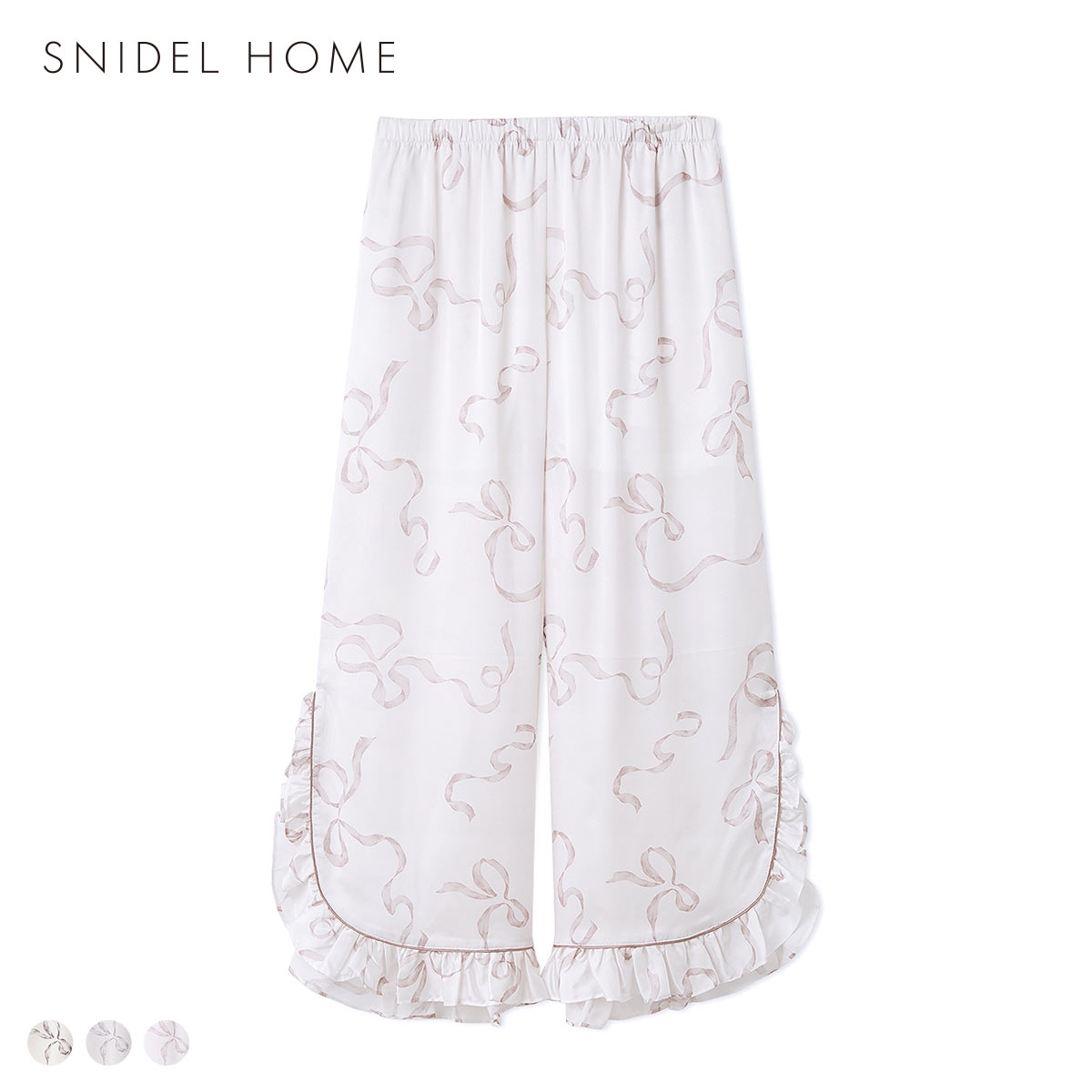 スナイデルホーム Luxshine 接触冷感 フリルリボンロングパンツ パジャマ ルームウェア SNIDEL HOME(PI-ピンク-Free)
