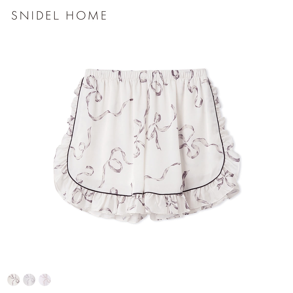 スナイデルホーム Luxshine 接触冷感 フリルリボンショートパンツ パジャマ ルームウェア SNIDEL HOME(MO-モカ-Free)