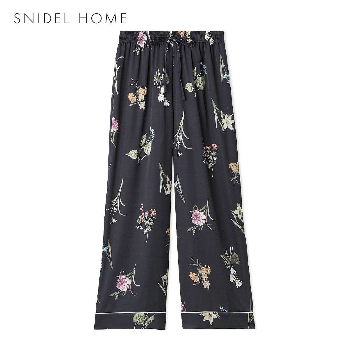スナイデルホーム UVカット サテンプリントロングパンツ パジャマ ルームウェア SNIDEL HOME(NV-ネイビー-Free)