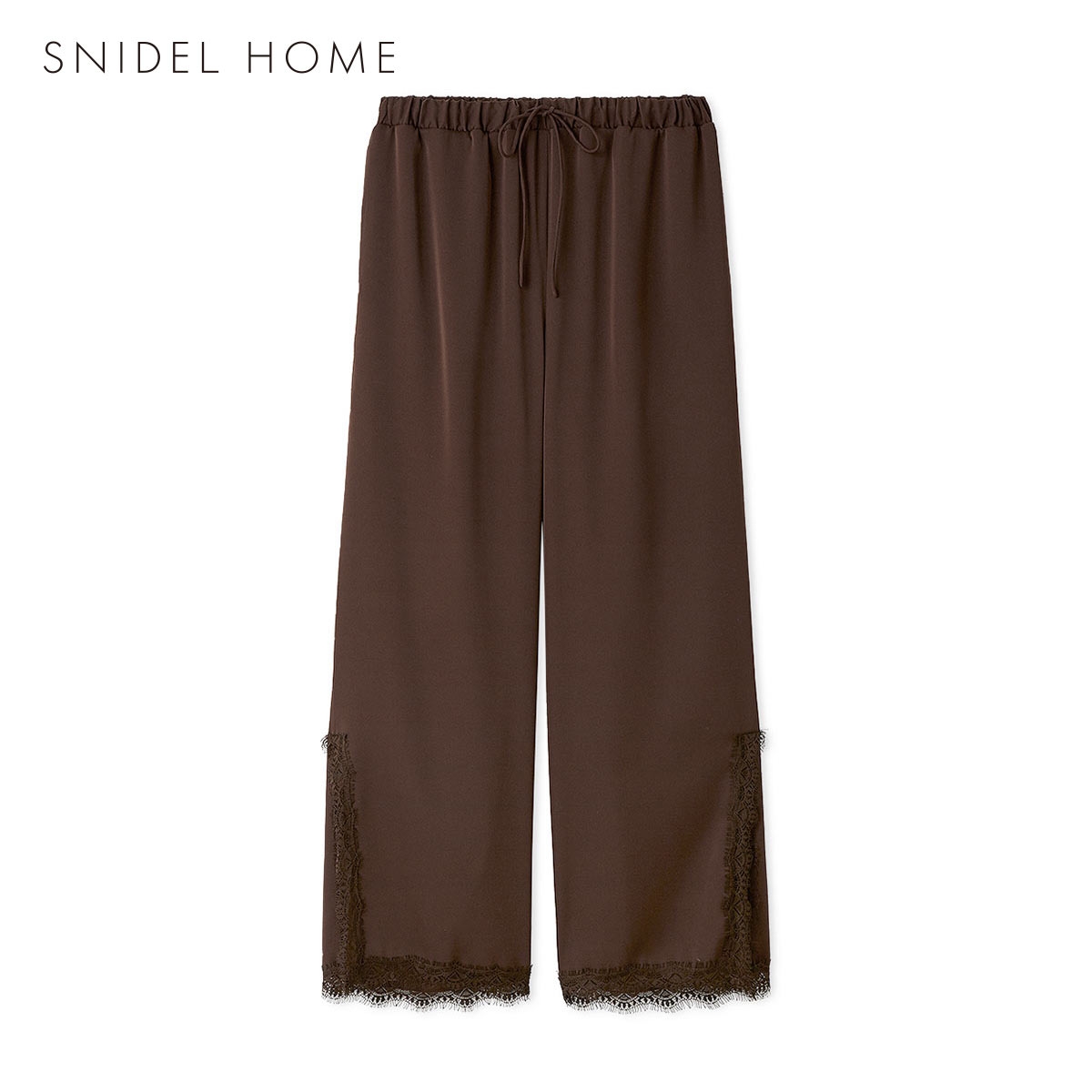 スナイデルホーム サテンジャガードロングパンツ パジャマ ルームウェア SNIDEL HOME(BR-ブラウン-Free)