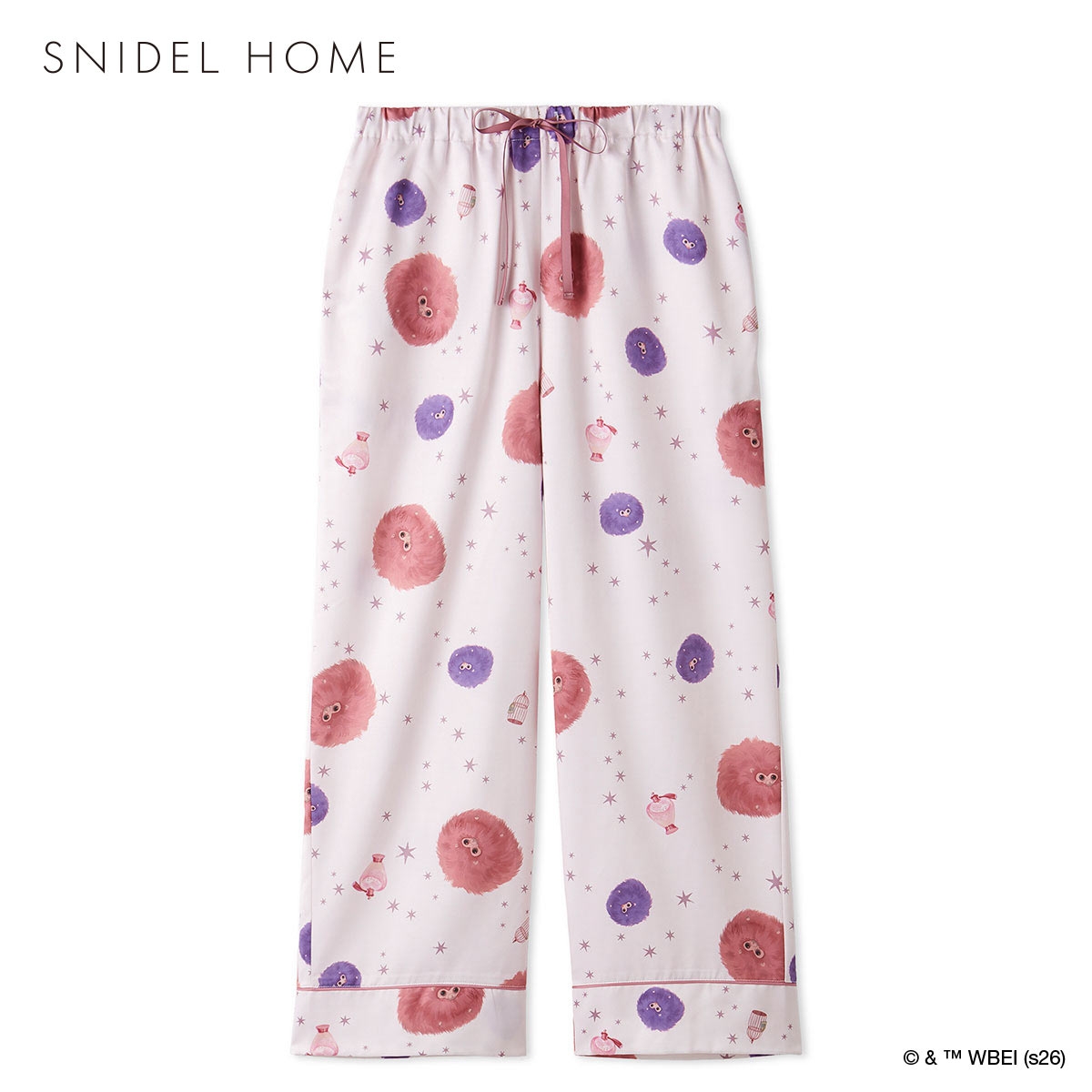 スナイデルホーム ハリー・ポッター Warm satin 総柄ロングパンツ パジャマ ルームウェア SNIDEL HOME Harry Potter(PI-ピンク-Free)