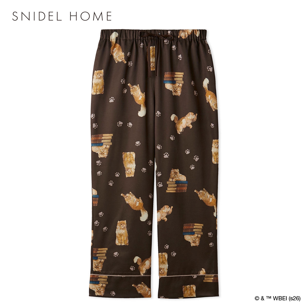 スナイデルホーム メンズ ハリー・ポッター Warm satin 総柄ロングパンツ パジャマ ルームウェア SNIDEL HOME Harry Potter(BR-ブラウン-Free)