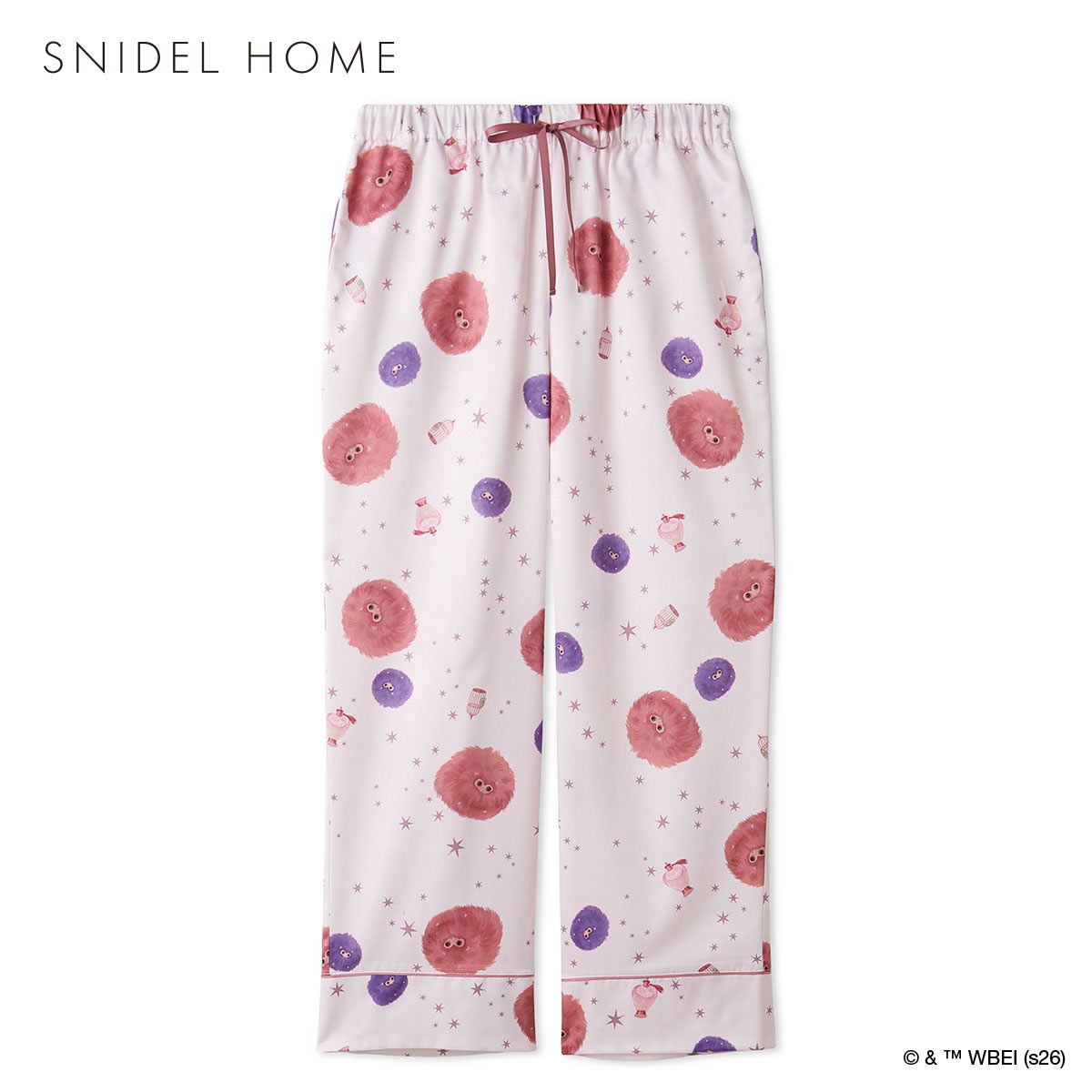 スナイデルホーム メンズ ハリー・ポッター Warm satin 総柄ロングパンツ パジャマ ルームウェア SNIDEL HOME Harry Potter(PI-ピンク-Free)