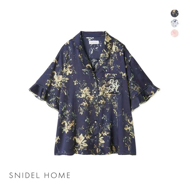 スナイデルホーム Luxshine プリント開襟シャツ SNIDEL HOME パジャマ ルームウェア