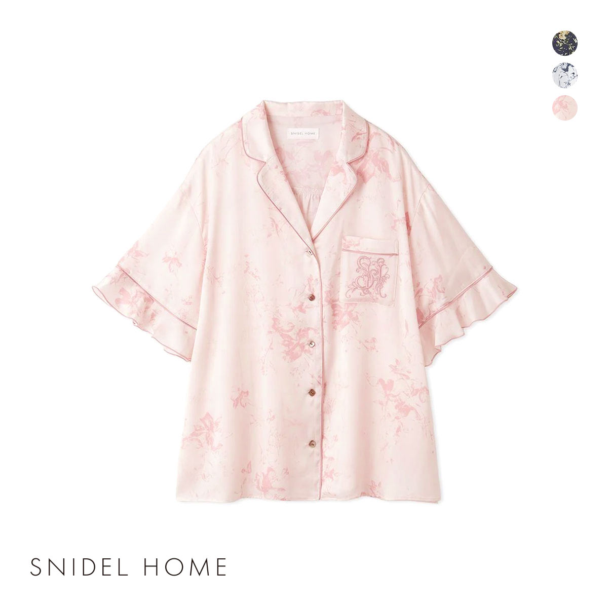 スナイデルホーム Luxshine プリント開襟シャツ SNIDEL HOME パジャマ ルームウェア(LPI-薄ピンク-Free)