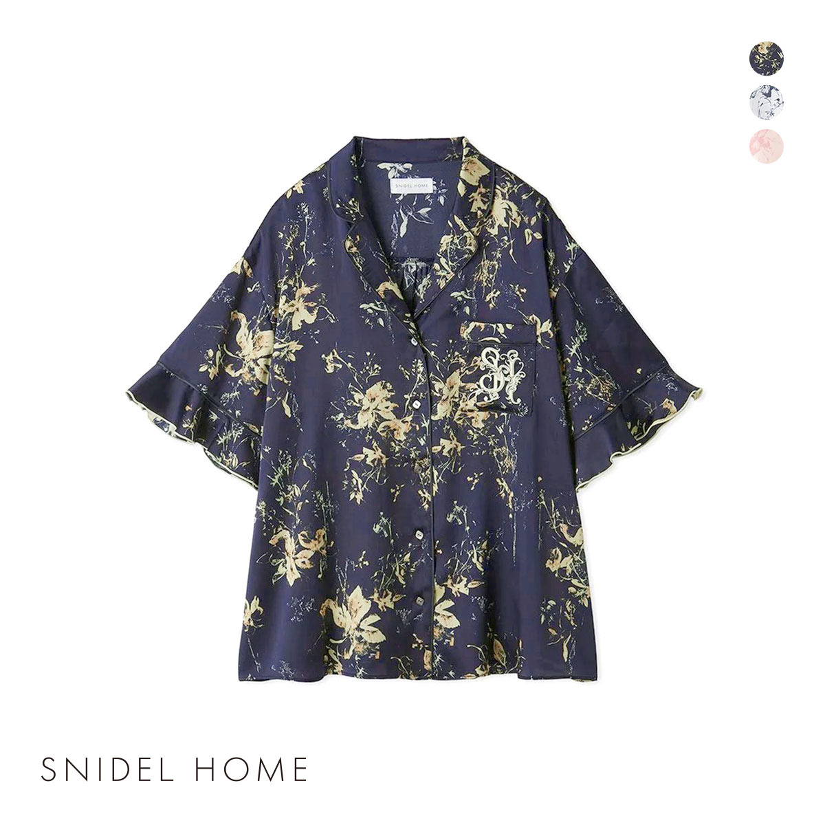 スナイデルホーム Luxshine プリント開襟シャツ SNIDEL HOME パジャマ ルームウェア