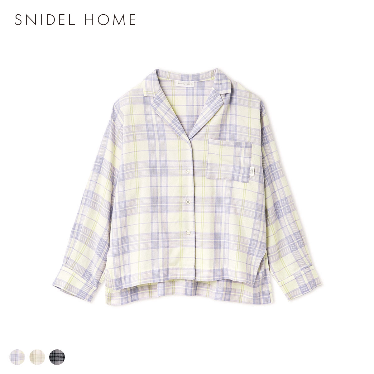 スナイデルホーム チェック柄開襟シャツ ルームウェア パジャマ SNIDEL HOME(PU-パープル-Free)