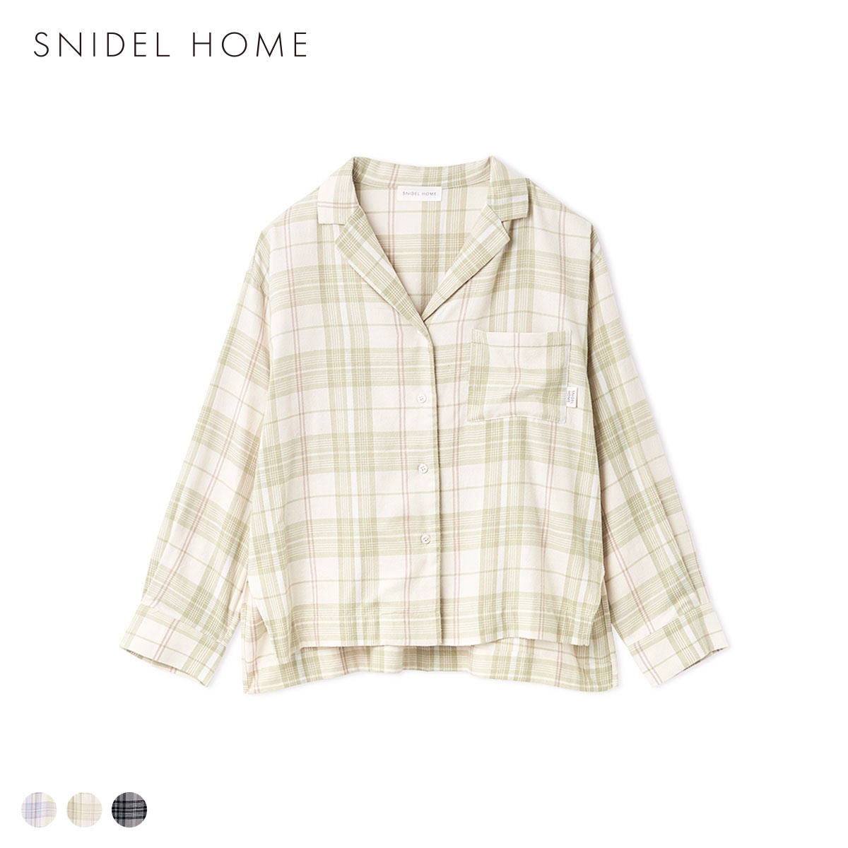 スナイデルホーム チェック柄開襟シャツ ルームウェア パジャマ SNIDEL HOME(BE-ベージュ-Free)