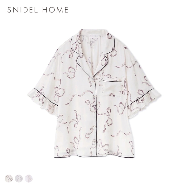 スナイデルホーム Luxshine 接触冷感 フリルリボン開襟シャツ パジャマ ルームウェア SNIDEL HOME