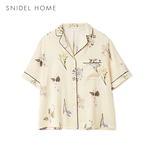 スナイデルホーム UVカット サテンプリント開襟シャツ パジャマ ルームウェア SNIDEL HOME