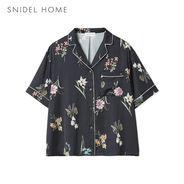 スナイデルホーム UVカット サテンプリント開襟シャツ パジャマ ルームウェア SNIDEL HOME