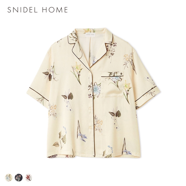 スナイデルホーム UVカット サテンプリント開襟シャツ パジャマ ルームウェア SNIDEL HOME