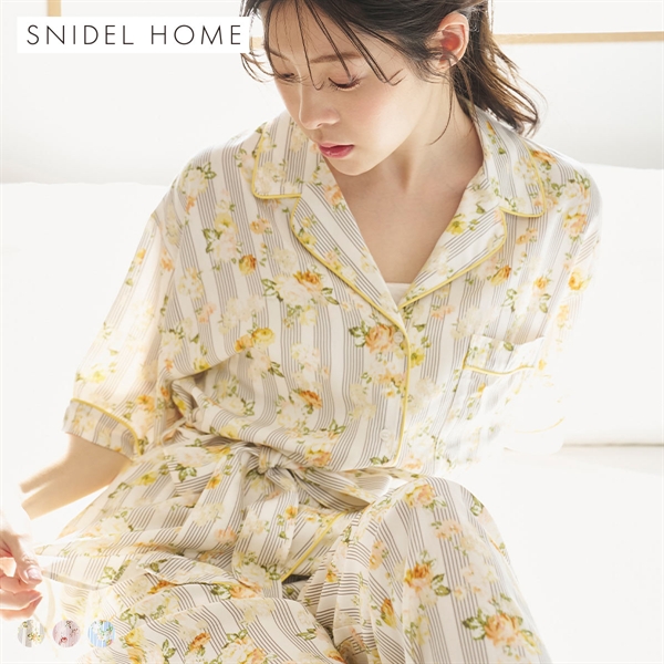 スナイデルホーム 接触冷感 ストライプフラワーシャツ パジャマ ルームウェア SNIDEL HOME