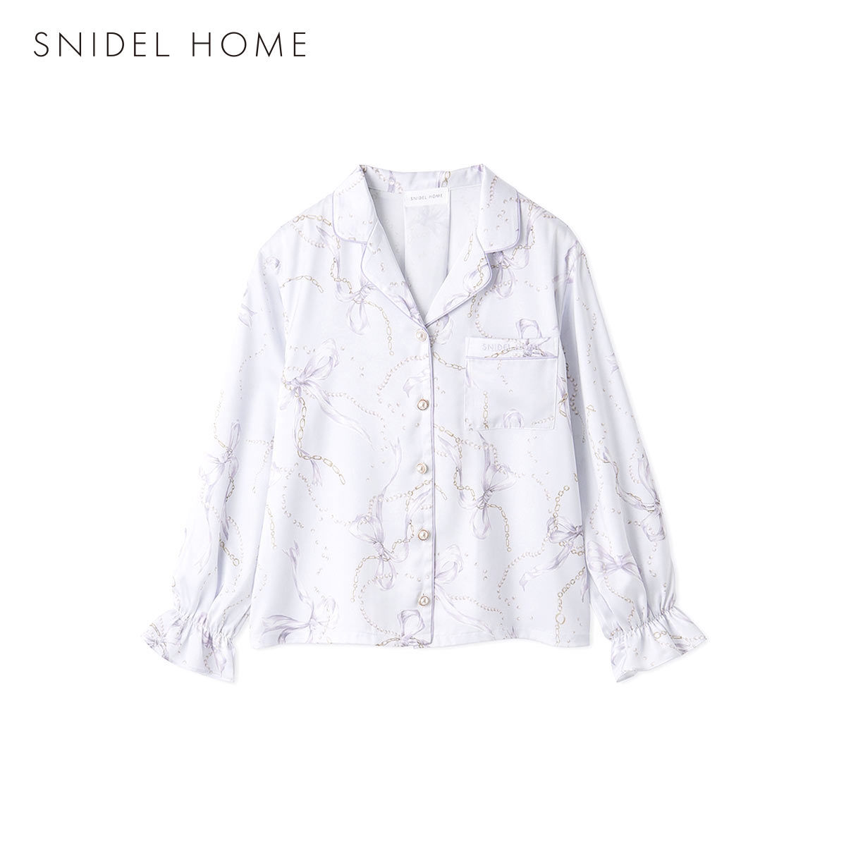スナイデルホーム リボンチェーン開襟シャツ ルームウェア パジャマ SNIDEL HOME(SX-サックス-Free)