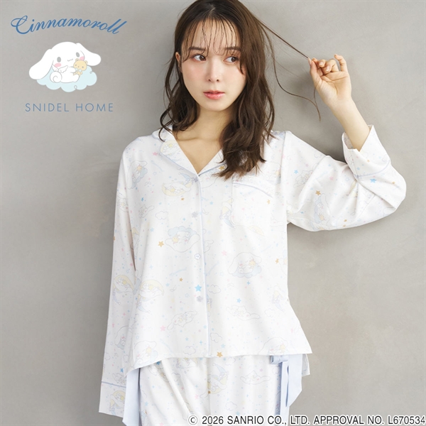 スナイデルホーム Cinnamoroll サテン開襟シャツ パジャマ ルームウェア シナモロール サンリオ SANRIO SNIDEL HOME