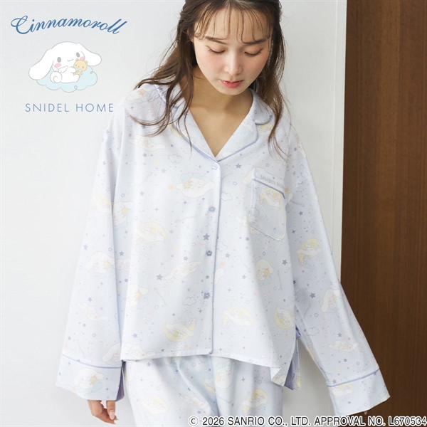 スナイデルホーム Cinnamoroll サテン開襟シャツ パジャマ ルームウェア シナモロール サンリオ SANRIO SNIDEL HOME