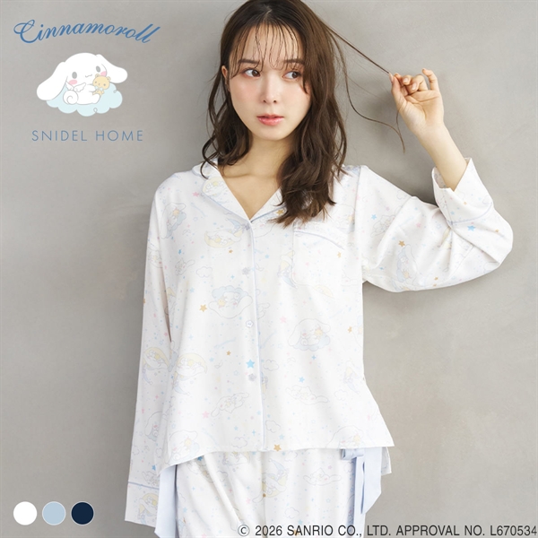 スナイデルホーム Cinnamoroll サテン開襟シャツ パジャマ ルームウェア シナモロール サンリオ SANRIO SNIDEL HOME
