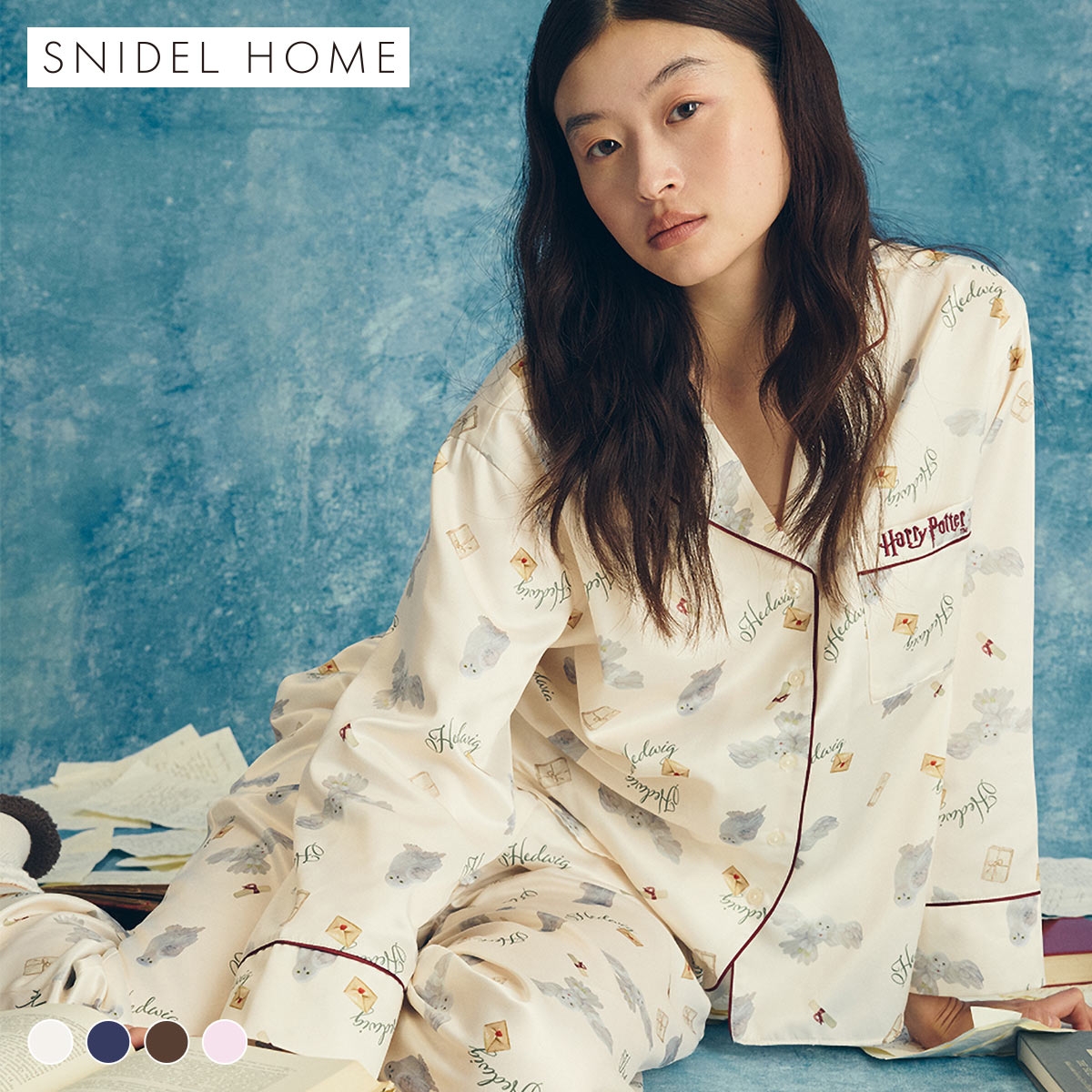 スナイデルホーム ハリー・ポッター Warm satin 総柄開襟シャツ パジャマ ルームウェア SNIDEL HOME Harry Potter