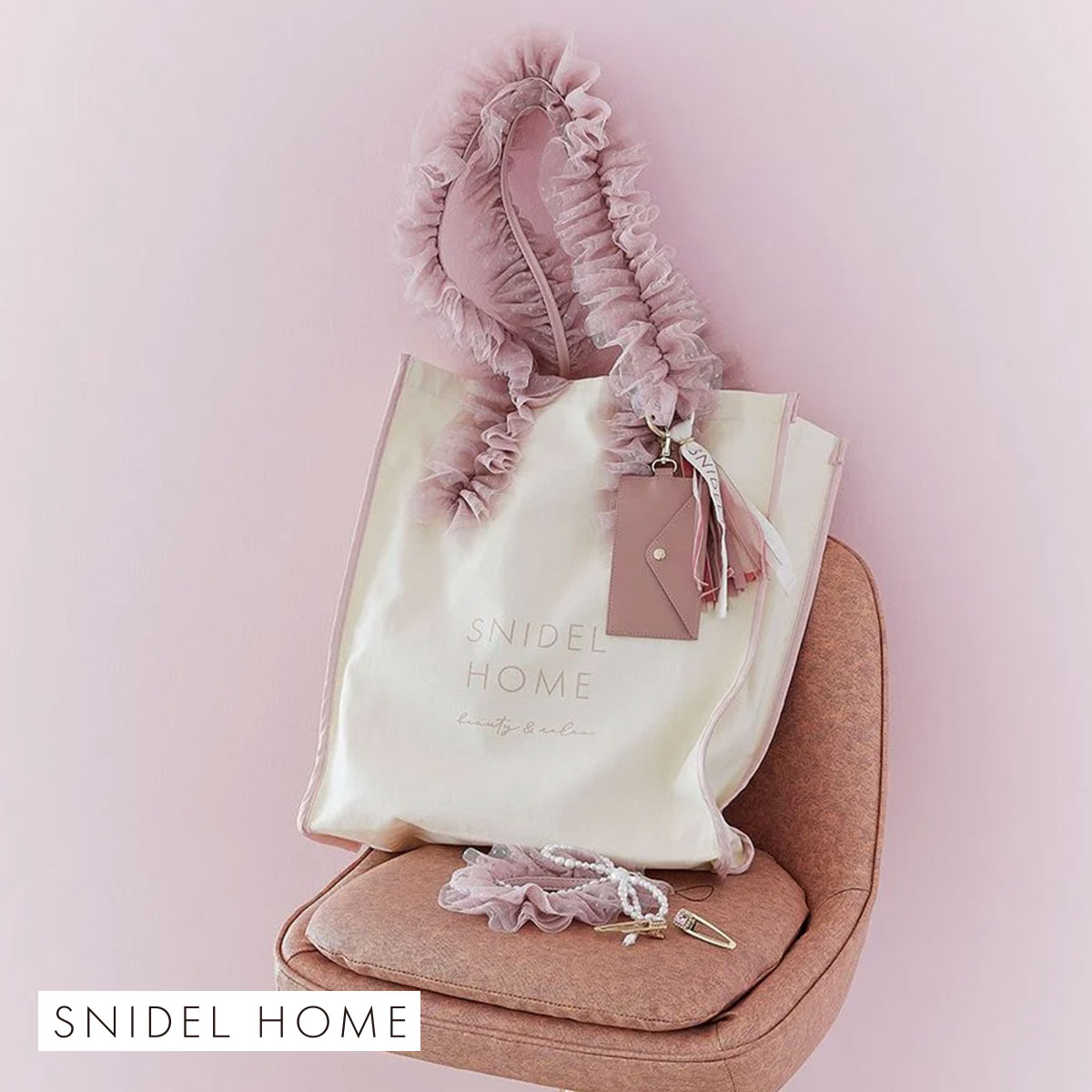 スナイデルホーム SNIDEL HOME チュールキャンバスバッグ(PI-ピンク-Free)