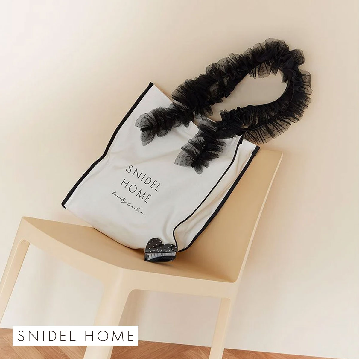 スナイデルホーム SNIDEL HOME チュールキャンバスバッグ(BK-ブラック-Free)