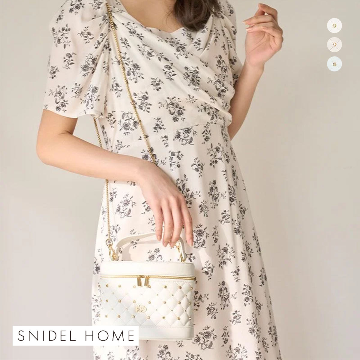 snidel home ビジュー バニティ バッグ pink スナイデル ビジューキルティングバニティバッグ(すべてのバッグ