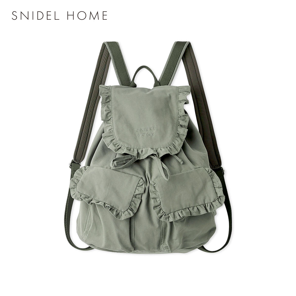 スナイデルホーム コットンライクフリルバックパック SNIDEL HOME(KH-カーキ-Free)